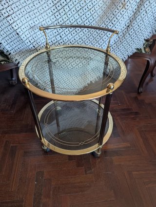 Camarera Hollywood Regency Cristal y Metal