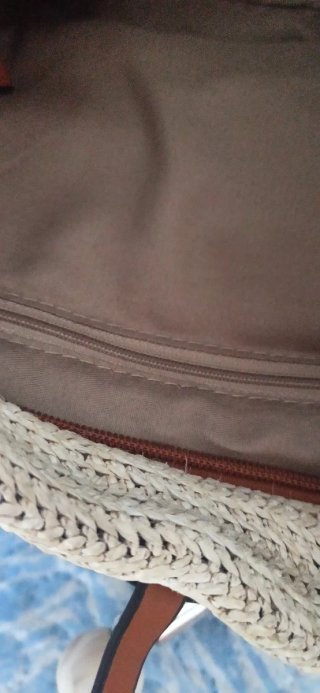 Bolso tejido beige 35x30 cm