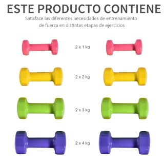 Juego 8 Mancuernas Vinilo 1-4kg
