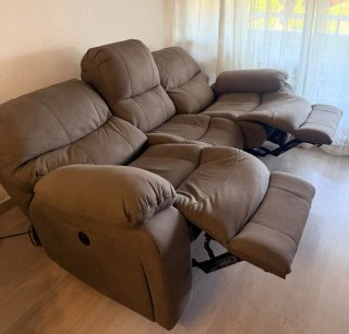 Sofá Eléctrico Reclinable   Beige/Marró
