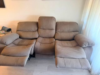 Sofá Eléctrico Reclinable   Beige/Marró