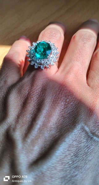 Conjunto Vintage Anillo y Pendientes Verde