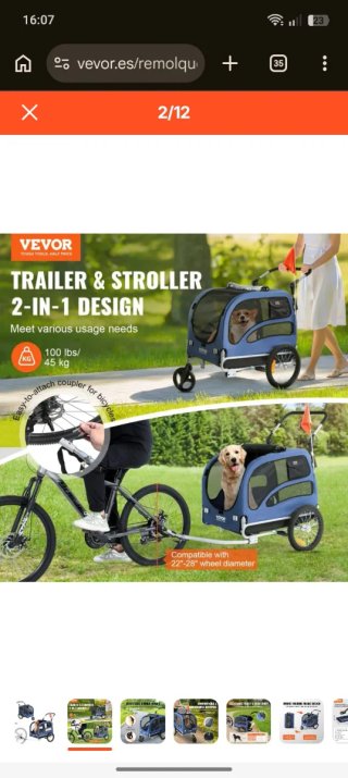 Carro/Remolque para Mascotas Vevor