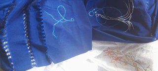 Pashmina Chal Pintado Mano Azul Plata