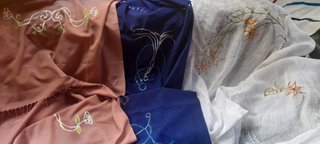 Pashmina Chal Pintado Mano Azul Plata