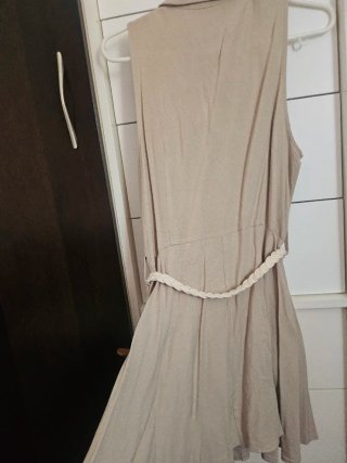 Vestido Zara Beige Botones Cinturón