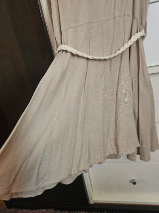 Vestido Zara Beige Botones Cinturón