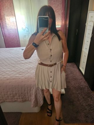 Vestido Zara Beige Botones Cinturón