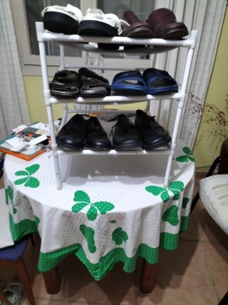 Taburete/Estantería Baño Negro