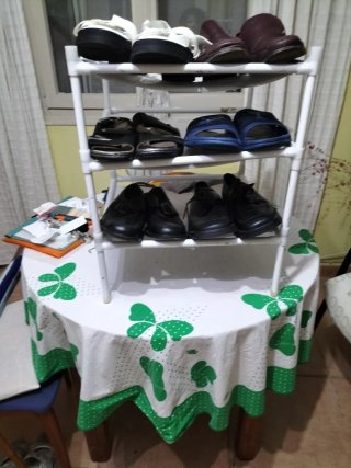 Taburete/Estantería Baño Negro