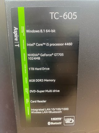 Torre PC Acer Aspire Intel i5 8GB RAM, 1TB HDD