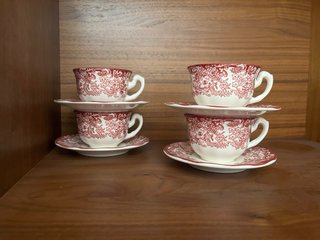 Vajilla Cartuja Porcelana Roja y Blanca