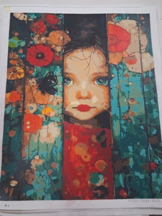 Cuadro Pintura por Números Niño Flores