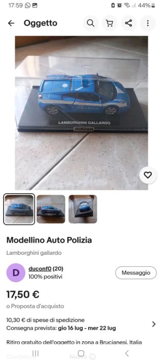 Modellino Polizia Lamborghini Gallardo 1/43