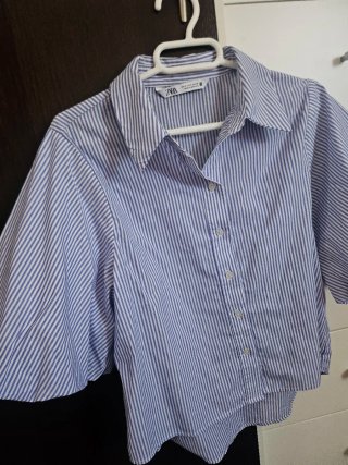 Camisa Zara Rayas Azul Talla M