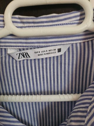 Camisa Zara Rayas Azul Talla M