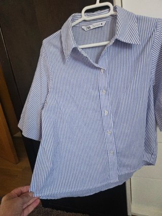Camisa Zara Rayas Azul Talla M