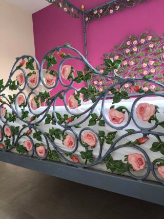 Estructura cama con dosel Hierro Forjado Flores