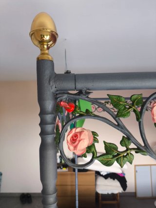 Estructura cama con dosel Hierro Forjado Flores