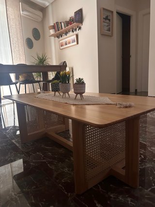 Mesa de centro madera y ratán