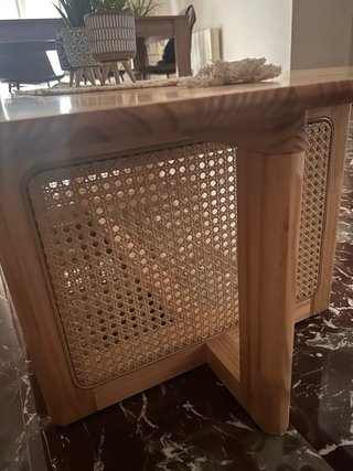 Mesa de centro madera y ratán