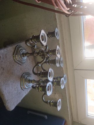 Candelabros de metal  plateados