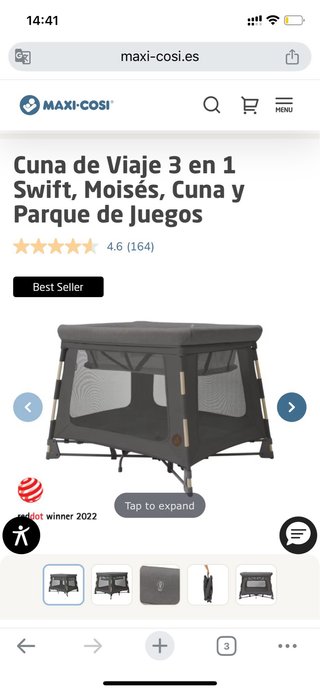 Cuna de viaje gris