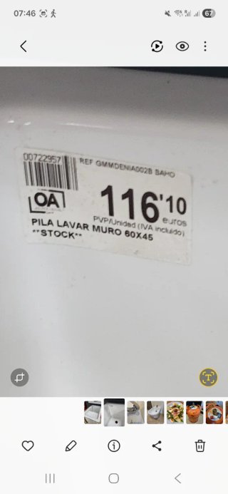 Pila de lavar Roca 60x45 cm