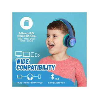 PowerLocus auriculares bluetooth niños luces LED