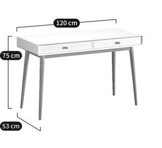 Escritorio blanco con patas de madera