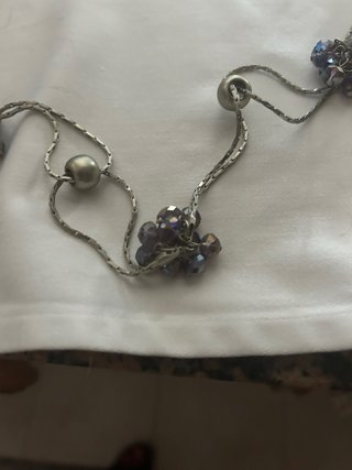 Collar largo fantasía acero piedras y perlas