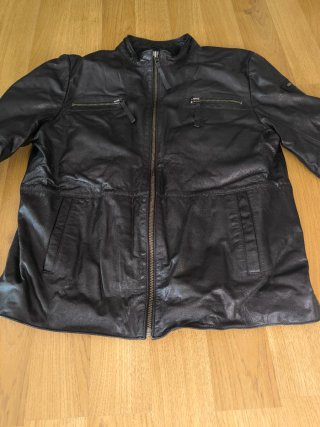 Chaqueta de cuero hombre negra