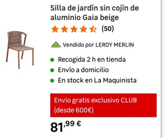 Silla sin cojin de aluminio gaia