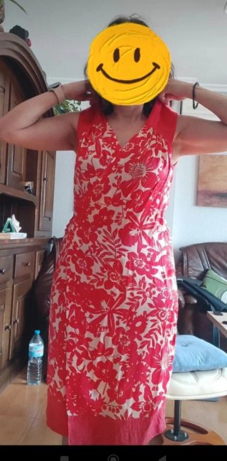 Vestido Roberto Verino floral rojo talla M