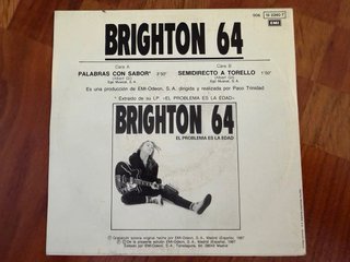 Brighton 64 – Palabras con sabor PROMO 1987 single