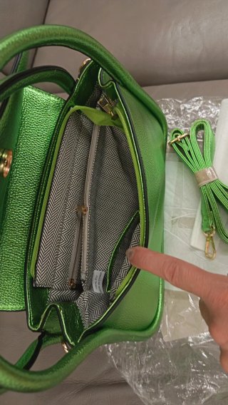 Borsa donna verde metallizzata
