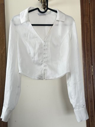 Blusa Stradivarius Blanca Corta XS