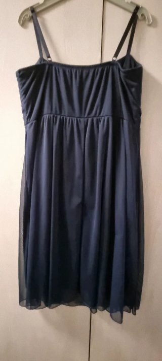 Vestido fiesta gasa azul con pedrería