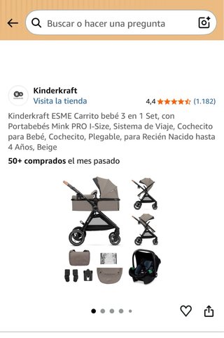 Carrito Kinderkraft 3 en 1 Beige