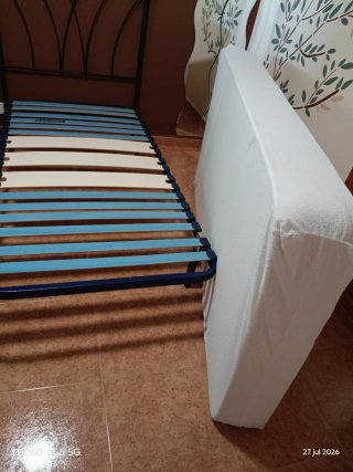 Somier 0.90 con Cabecero Forja Negro. Regalo colch