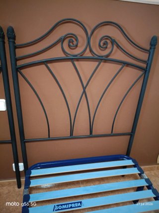 Somier 0.90 con Cabecero Forja Negro. Regalo colch