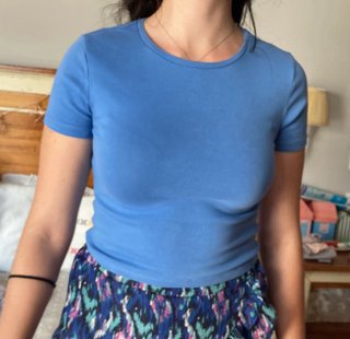 Camiseta básica azul Stradivarius