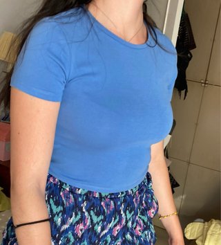 Camiseta básica azul Stradivarius