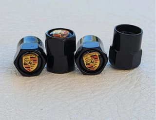 Tapas Válvulas Porsche Negras Accesorio Coche