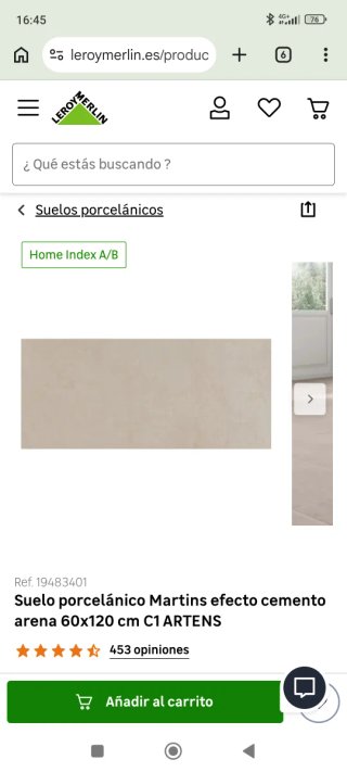 Suelo porcelánico efecto cemento arena 60x120 32ud