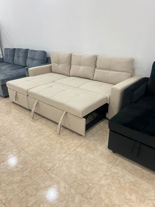 SOFÁ CAMA CHAISELONGUE REVERSIBLE + ARCON BEIGE