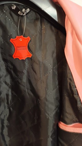 Giacca Pelle Rosa Biker Moto Bela