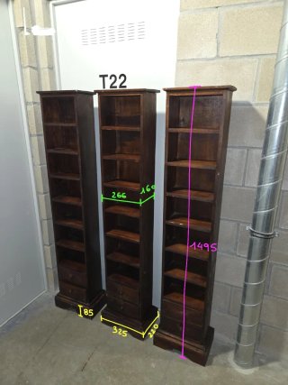 Estanterías madera maciza con 2 cajones