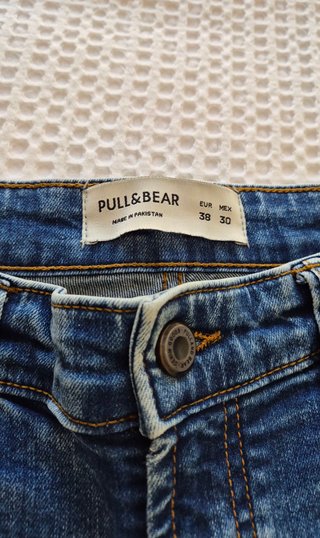 Pantalón ajustado vaquero azul rotos Pull&Bear