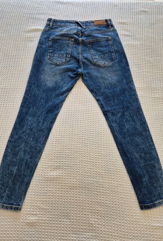 Pantalón ajustado vaquero azul rotos Pull&Bear